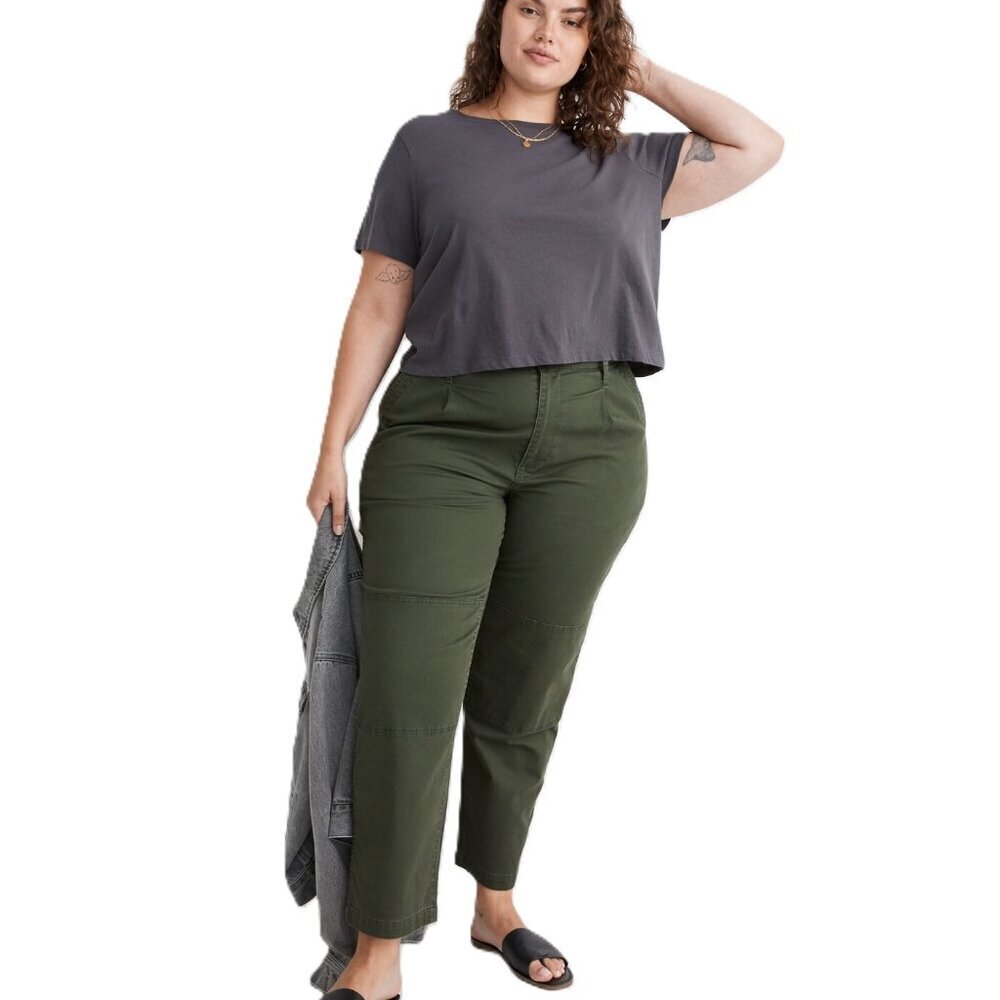 Madewell The Perfect Vintage Straight Pant Dark Forest Wash Pleated 32/14